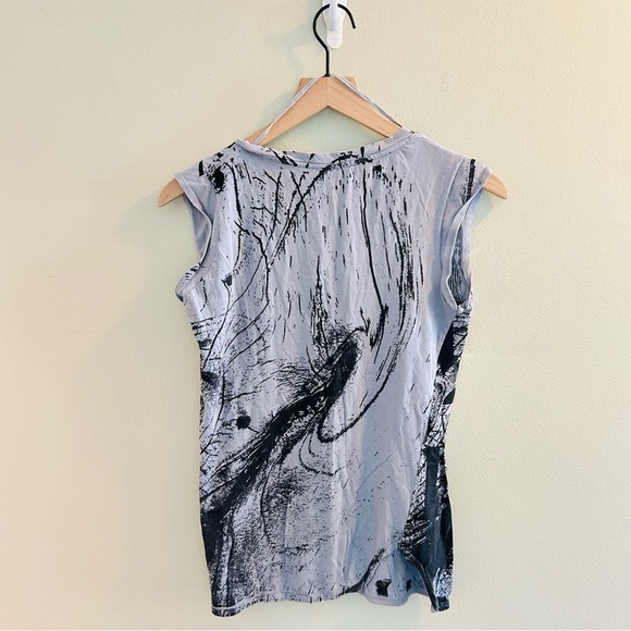 Zara Evening Collection Graphic T-Shirt Womens Size Small Grey Y2K Sequin Black - Picture 5 of 8